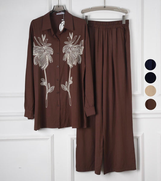 Women’s Embroidered Co-ord Set – 2 Piece Outfit