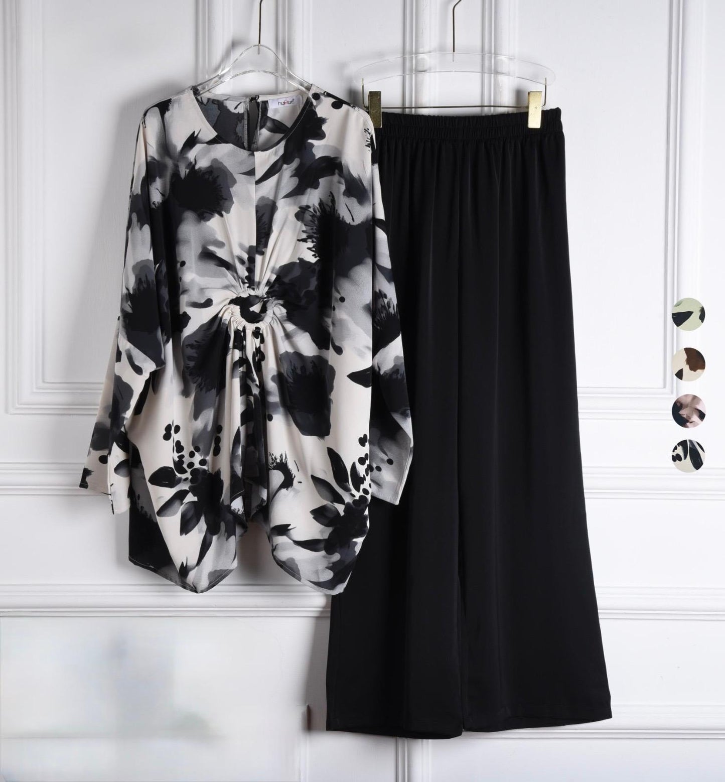 Monochrome Floral Elegance Co-ord Set