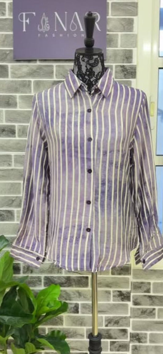 Striped button-down shirt
